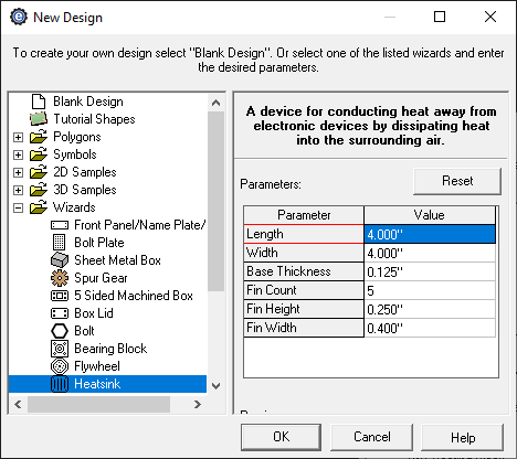 custom heatsink creator menu in China Machine Shop CAD