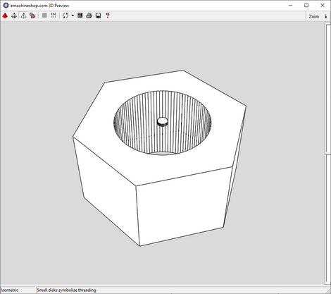 3D render of a hex nut made in China Machine Shop CAD