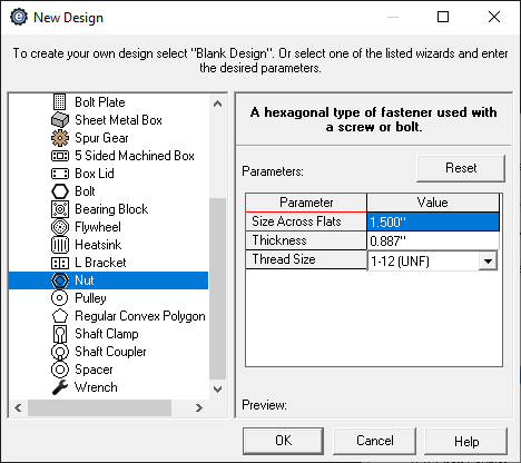 custom hex nut creator menu in China Machine Shop CAD