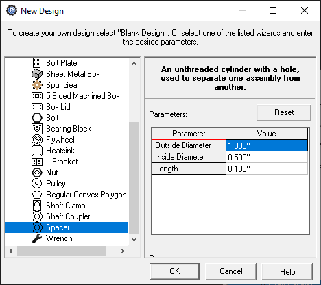 custom spacer creator menu in China Machine Shop CAD