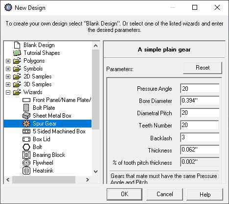 spur gear creator menu in China Machine Shop CAD