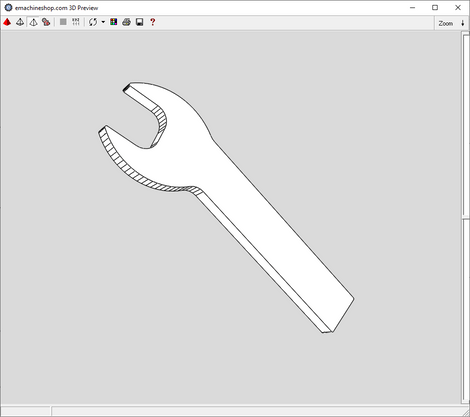 3D render of a custom machined wrench made in China Machine Shop CAD